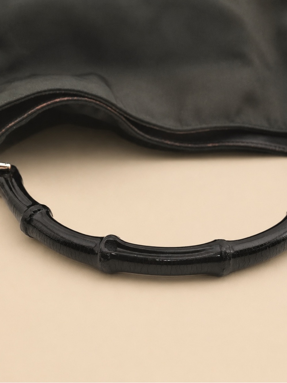 Gucci Bamboo Nylon 2-Way Shoulder Crossbody Bag Olive Khaki Green Vintage - Picture 11 of 13